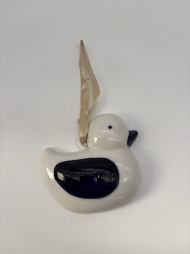 Keramik ente anhänger - ente, weiß
